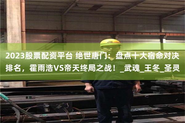 2023股票配资平台 绝世唐门：盘点十大宿命对决排名，霍雨浩VS帝天终局之战！_武魂_王冬_圣灵